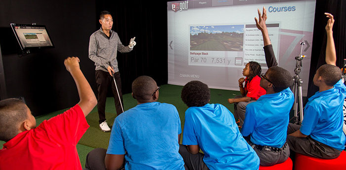 Brian Hwang with Bridge Golf Foundation after school students