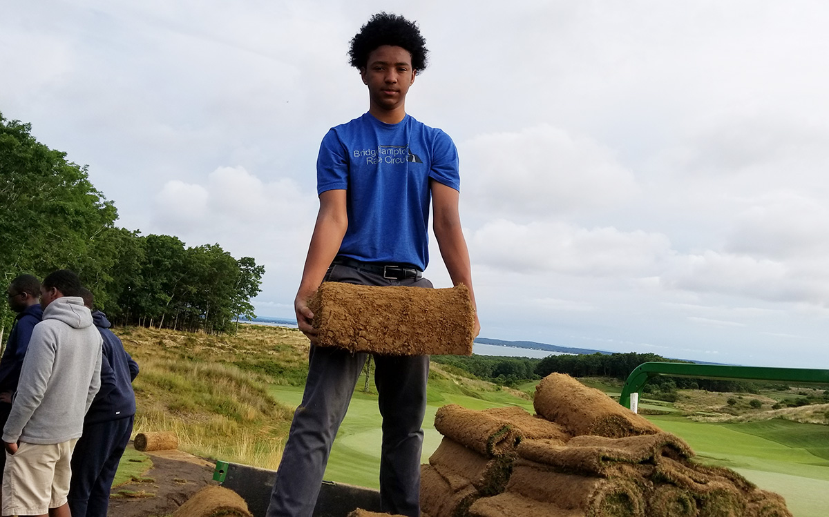 Josiah Yoba was part of the Youth Works crew that helped to rebuild the back tee on the 18th hole at The Bridge.